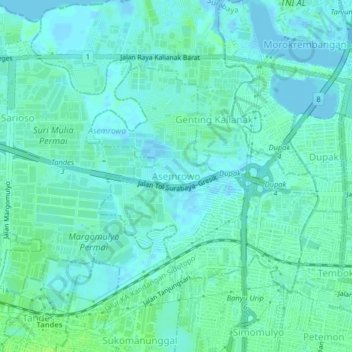 Mapa topográfico Asemrowo, altitude, relevo
