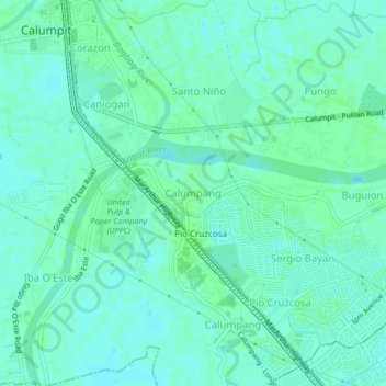 Mapa topográfico Calumpang, altitude, relevo