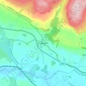 Mapa topográfico Clapham, altitude, relevo