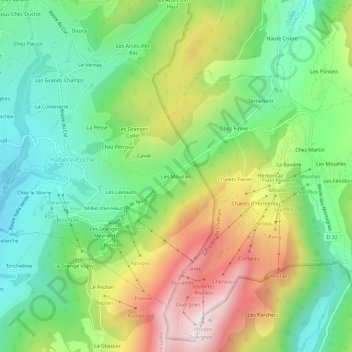 Mapa topográfico Les Mouilles, altitude, relevo