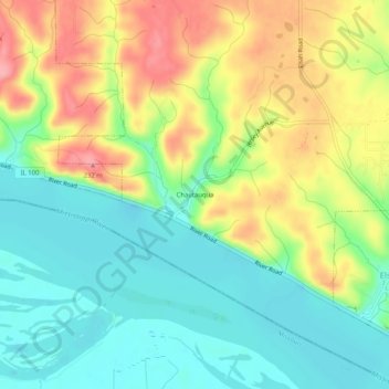 Mapa topográfico Chautauqua, altitude, relevo