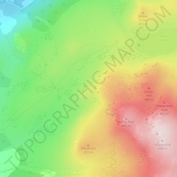 Mapa topográfico Birkby Fell, altitude, relevo