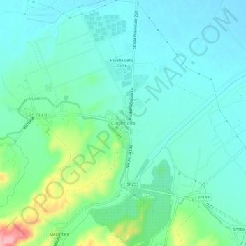 Mapa topográfico Cantinella, altitude, relevo