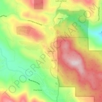 Mapa topográfico Hobergs, altitude, relevo