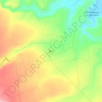 Mapa topográfico Deca, altitude, relevo