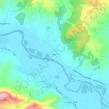 Mapa topográfico Cesine, altitude, relevo