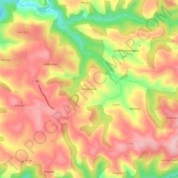 Mapa topográfico Montredon, altitude, relevo