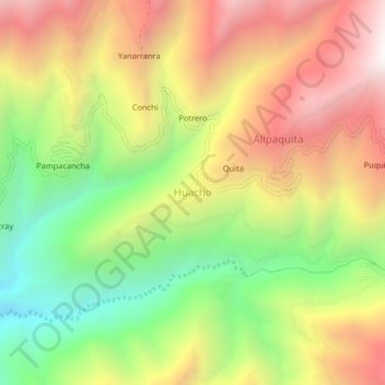 Mapa topográfico Huacho, altitude, relevo