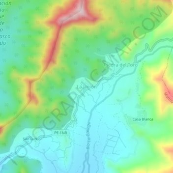 Mapa topográfico La Unión, altitude, relevo