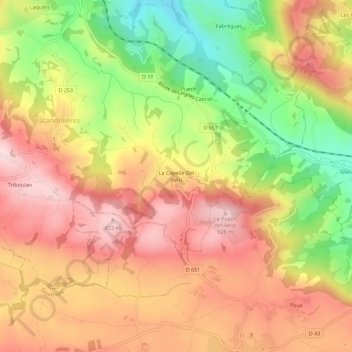 Mapa topográfico La Capelle Del Vern, altitude, relevo