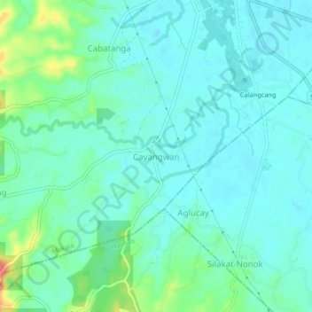 Mapa topográfico Cayangwan, altitude, relevo