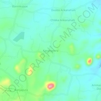 Mapa topográfico Kavanapura, altitude, relevo