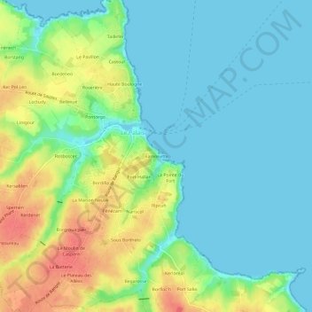 Mapa topográfico Ramonette, altitude, relevo