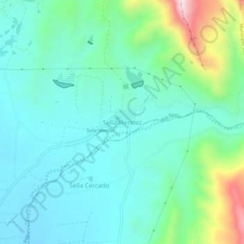 Mapa topográfico Sella Mendez, altitude, relevo