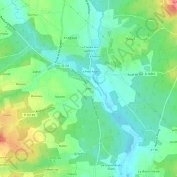 Mapa topográfico Valin, altitude, relevo