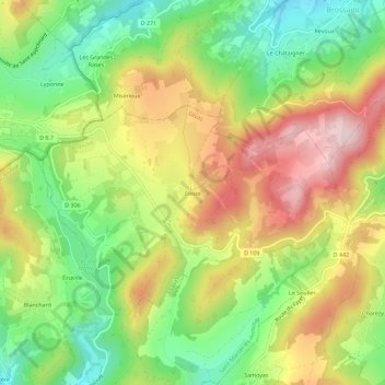 Mapa topográfico Éteize, altitude, relevo