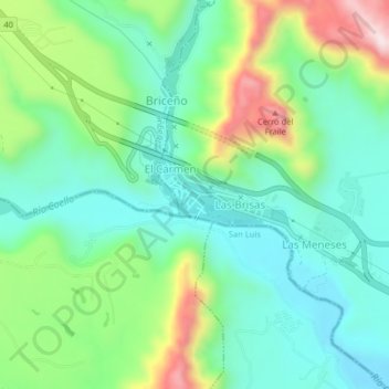 Mapa topográfico Gualanday, altitude, relevo