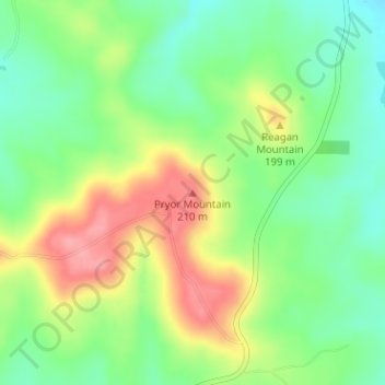 Mapa topográfico Pryor Mountain, altitude, relevo