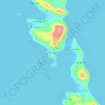 Mapa topográfico Pipindan, altitude, relevo