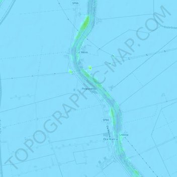 Mapa topográfico Polesinello, altitude, relevo