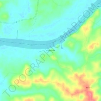 Mapa topográfico Grandview, altitude, relevo