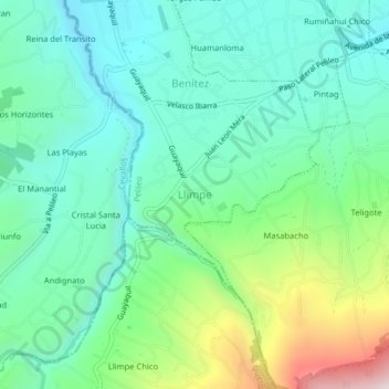 Mapa topográfico Llimpe, altitude, relevo