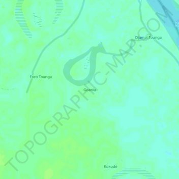 Mapa topográfico Goania, altitude, relevo