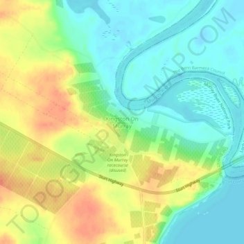 Mapa topográfico Kingston On Murray, altitude, relevo