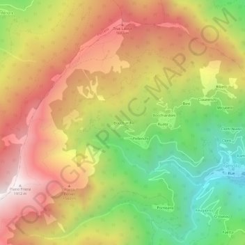 Mapa topográfico Bocchiardi, altitude, relevo