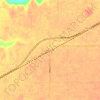 Mapa topográfico Buck Creek, altitude, relevo