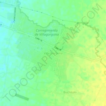 Mapa topográfico Villa Gorgona, altitude, relevo