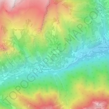Mapa topográfico Ussolo, altitude, relevo
