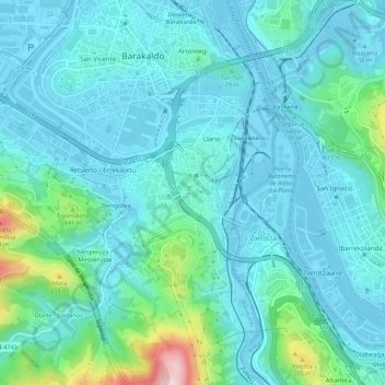 Mapa topográfico Cruces, altitude, relevo