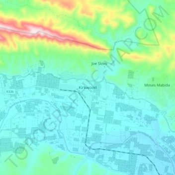 Mapa topográfico Kirkwood, altitude, relevo