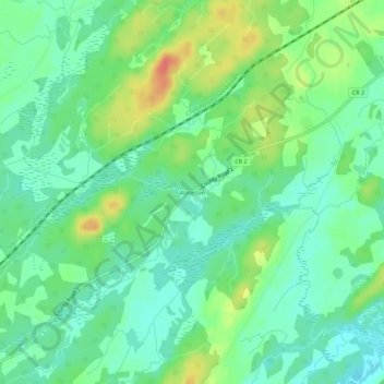 Mapa topográfico Waterton, altitude, relevo