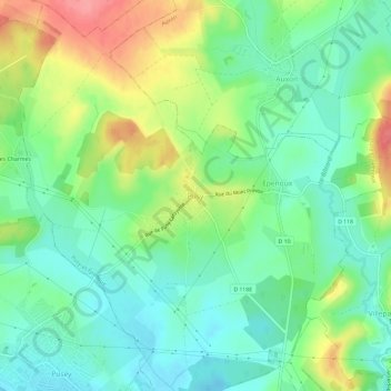 Mapa topográfico Pusy, altitude, relevo