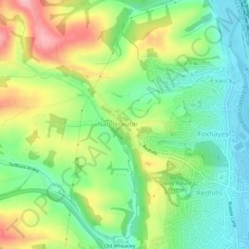 Mapa topográfico Whitestone Cross, altitude, relevo