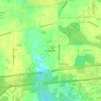 Mapa topográfico Brightsville, altitude, relevo