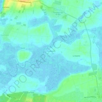 Mapa topográfico La Vinière, altitude, relevo