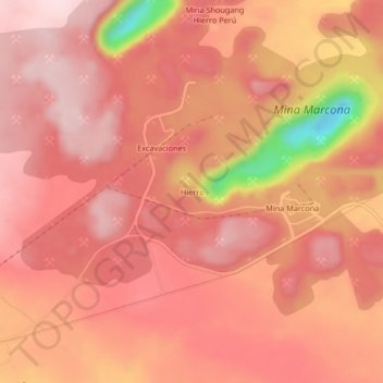 Mapa topográfico Hierro, altitude, relevo