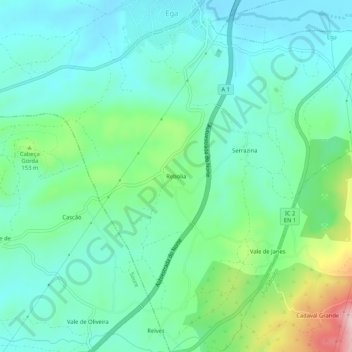 Mapa topográfico Rebolia, altitude, relevo