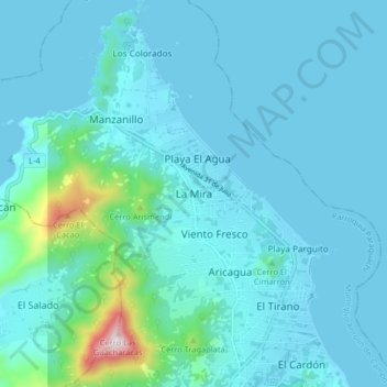 Mapa topográfico La Mira, altitude, relevo