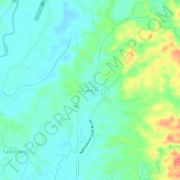 Mapa topográfico Suawon, altitude, relevo