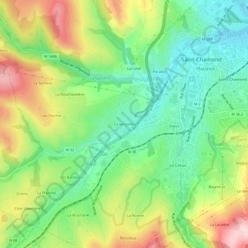 Mapa topográfico La Varizelle, altitude, relevo