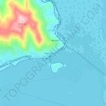 Mapa topográfico Nueva Esperanza, altitude, relevo