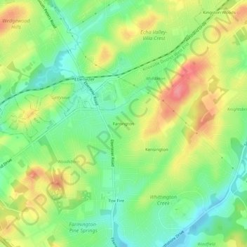 Mapa topográfico Farrington, altitude, relevo