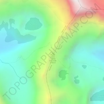 Mapa topográfico Punta Union, altitude, relevo