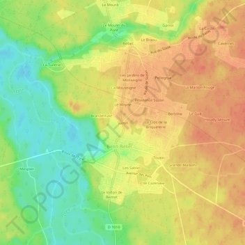 Mapa topográfico Suzon, altitude, relevo