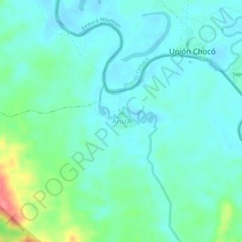 Mapa topográfico Aruza, altitude, relevo