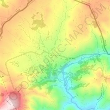 Mapa topográfico Moimenta, altitude, relevo